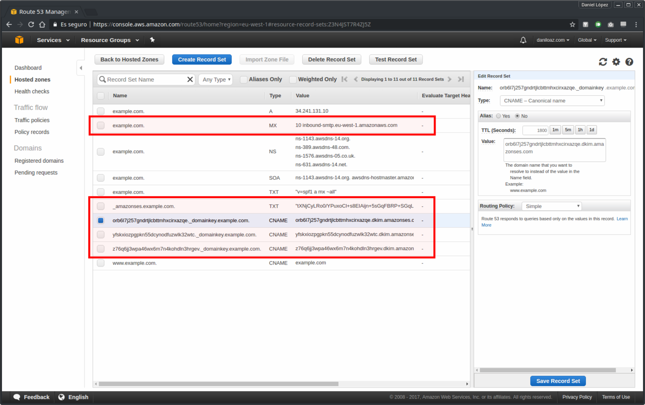 Nuevos registros DNS añadidos a nuestra zona