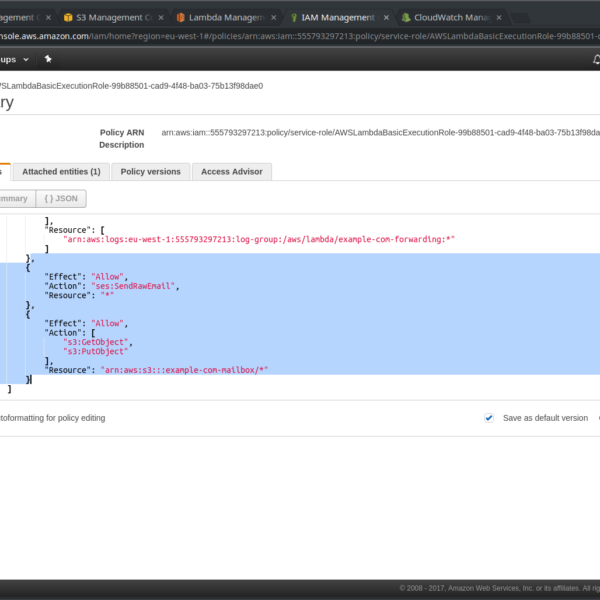 Edición de política IAM