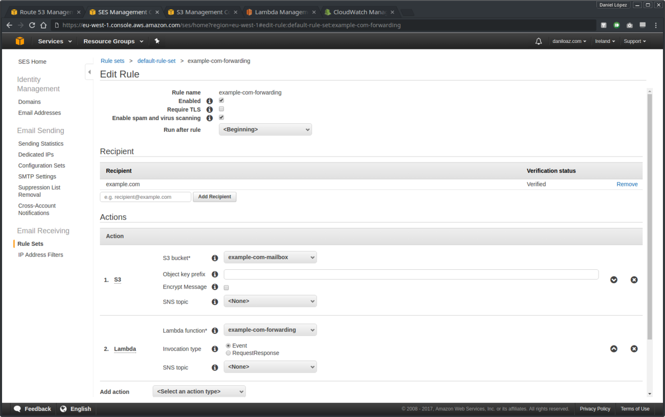 New S3 and Lambda actions created