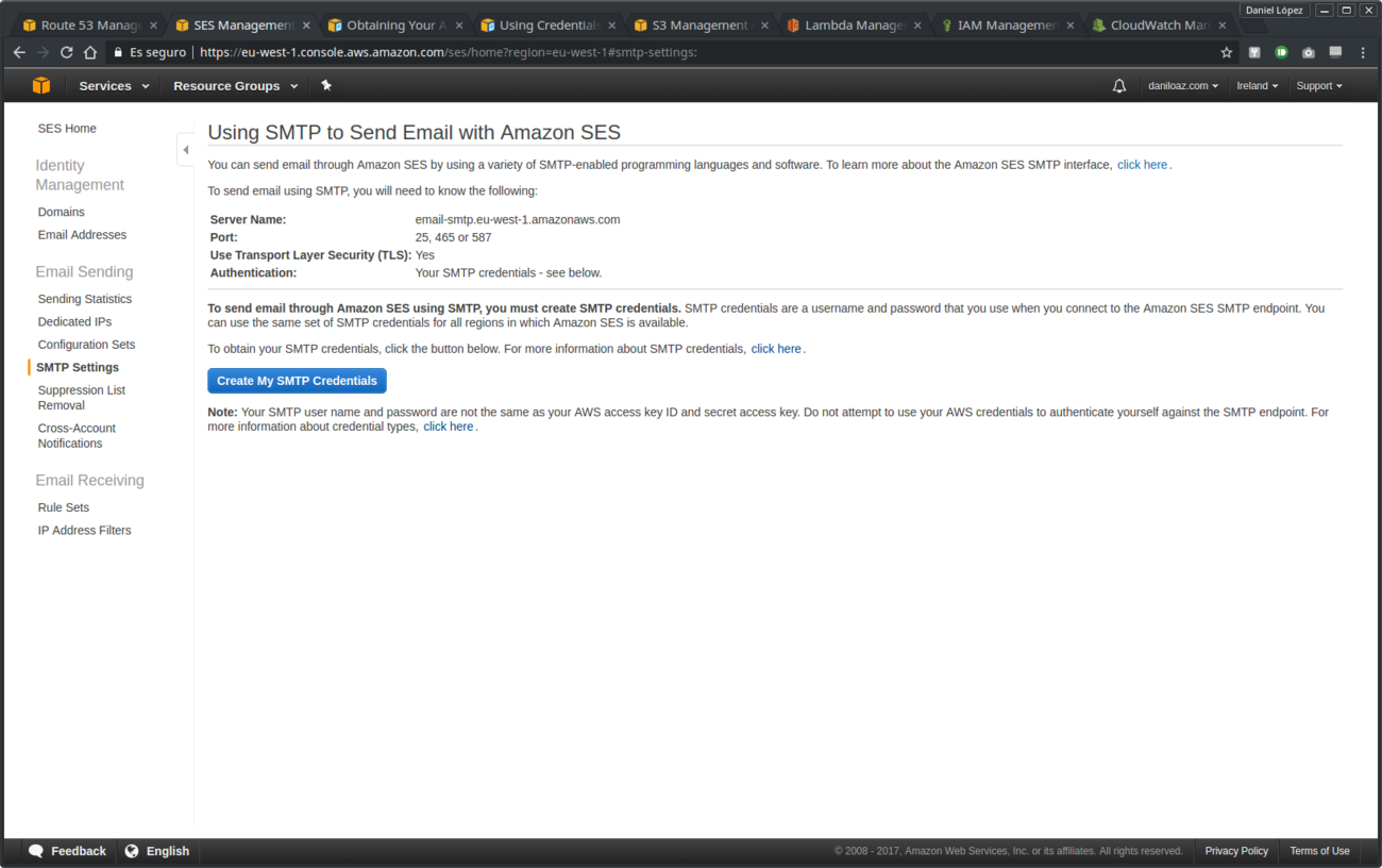 Outgoing email SMTP configuration data