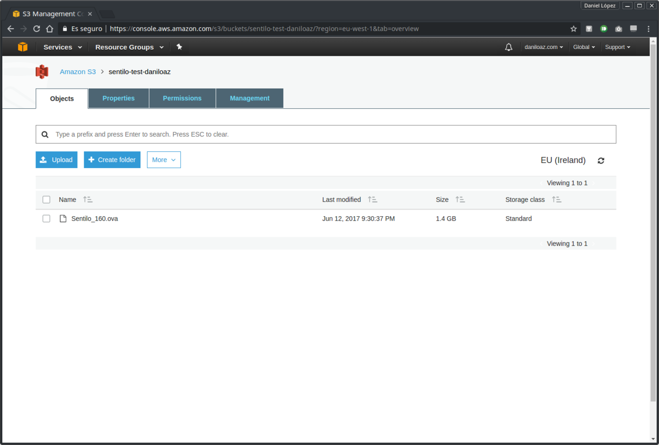 Bucket S3 para imagen OVA de Sentilo 1.6