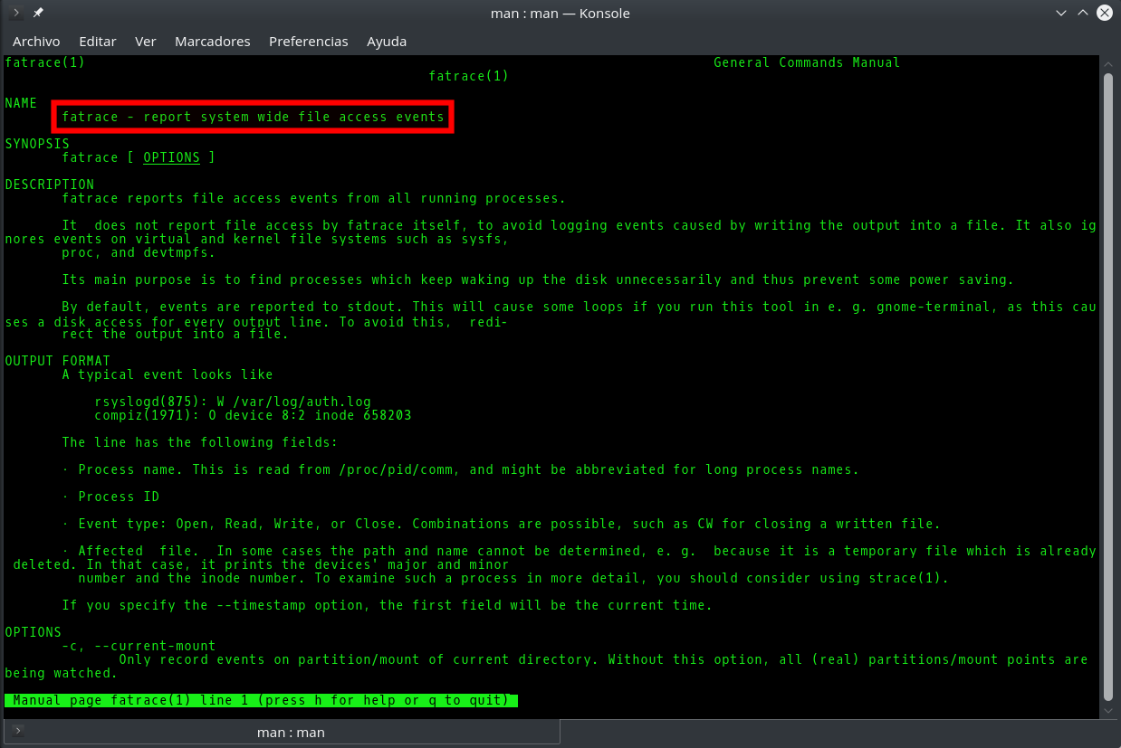 fatrace command man page