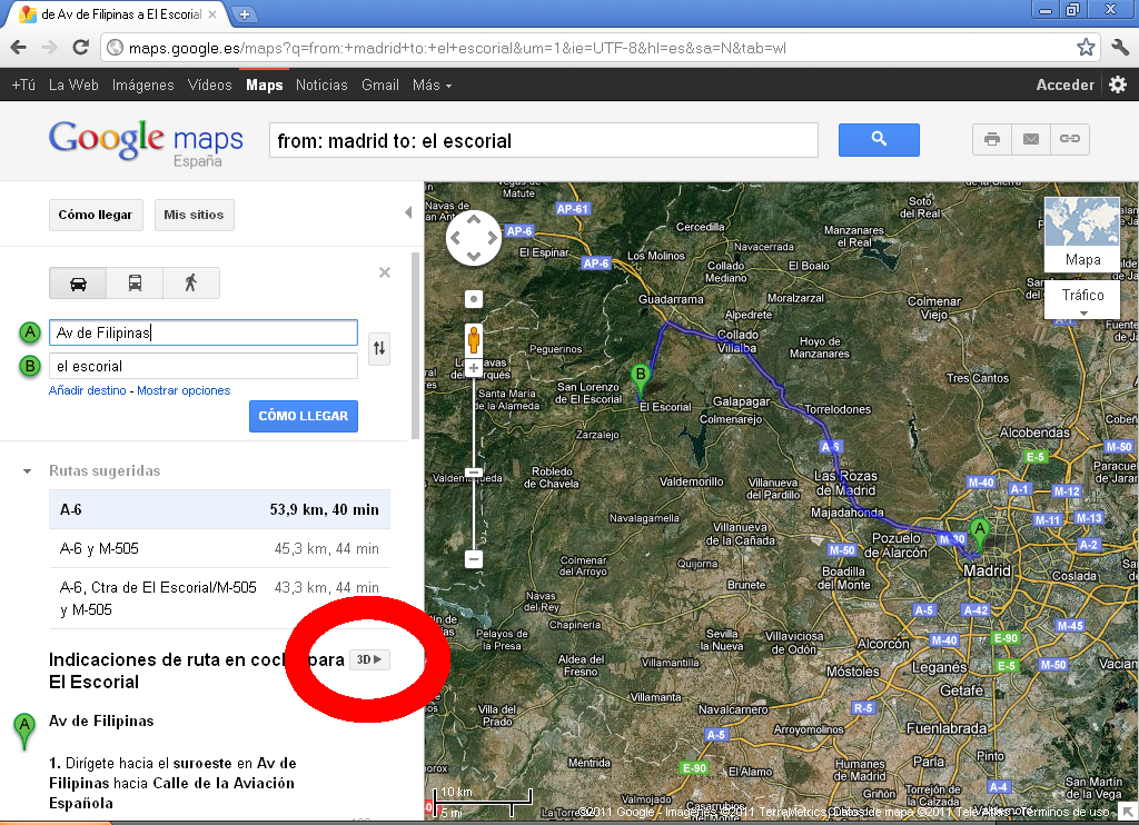 New 3D button present in Google Maps