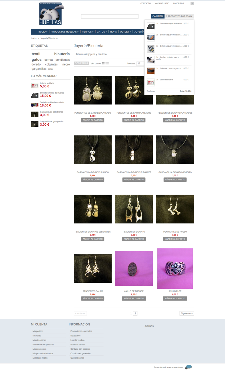 Carrito de compra con productos seleccionados