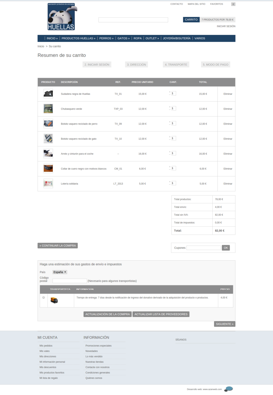 Confirmación y resumen de pedido