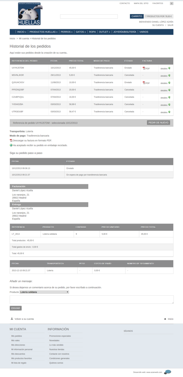 Historial de pedidos detallado para clientes