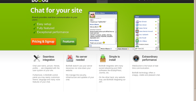 Integración de servicio de chat Bowob