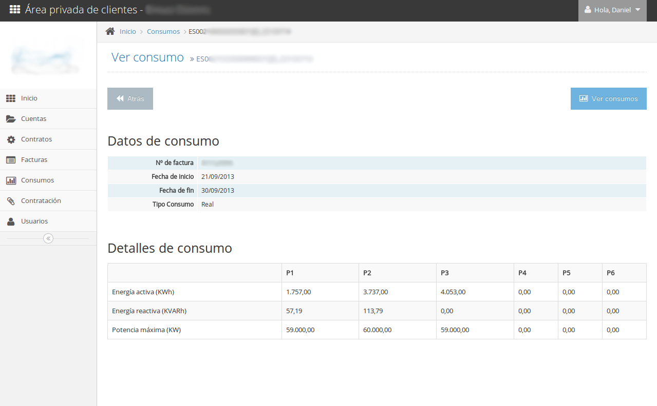 Vista detallada de período de consumo