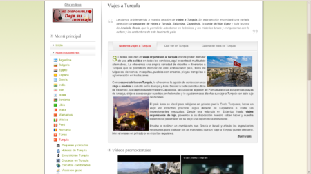 Página de paquetes de viaje a Turquía