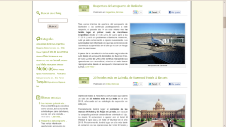 Sección de blog de viajes