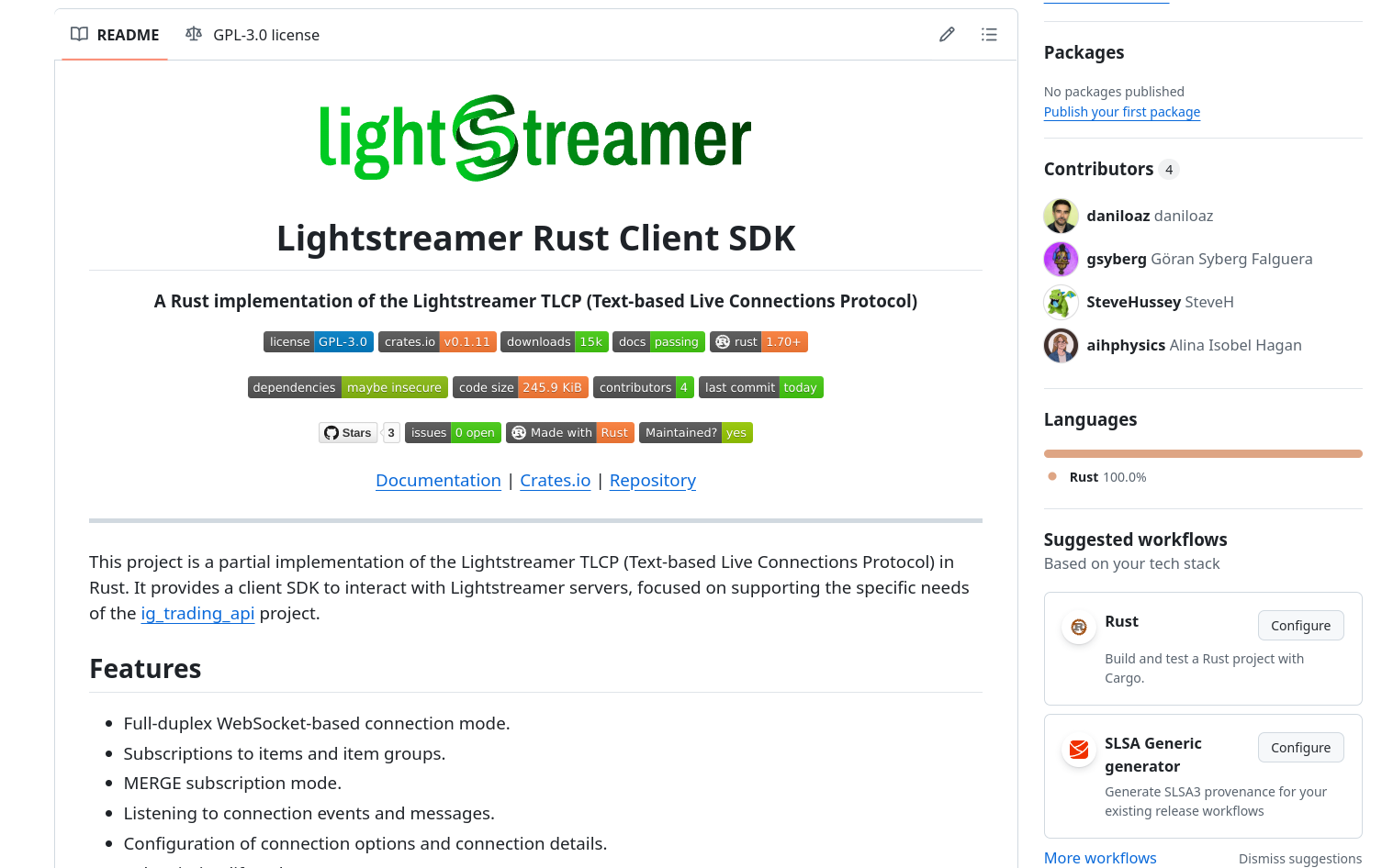 Lightstreamer Rust client SDK published on crates.io for real-time data streaming