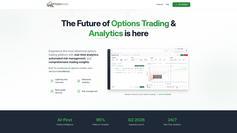 Landing page moderna de Option Panel con diseño profesional y optimizada para conversión