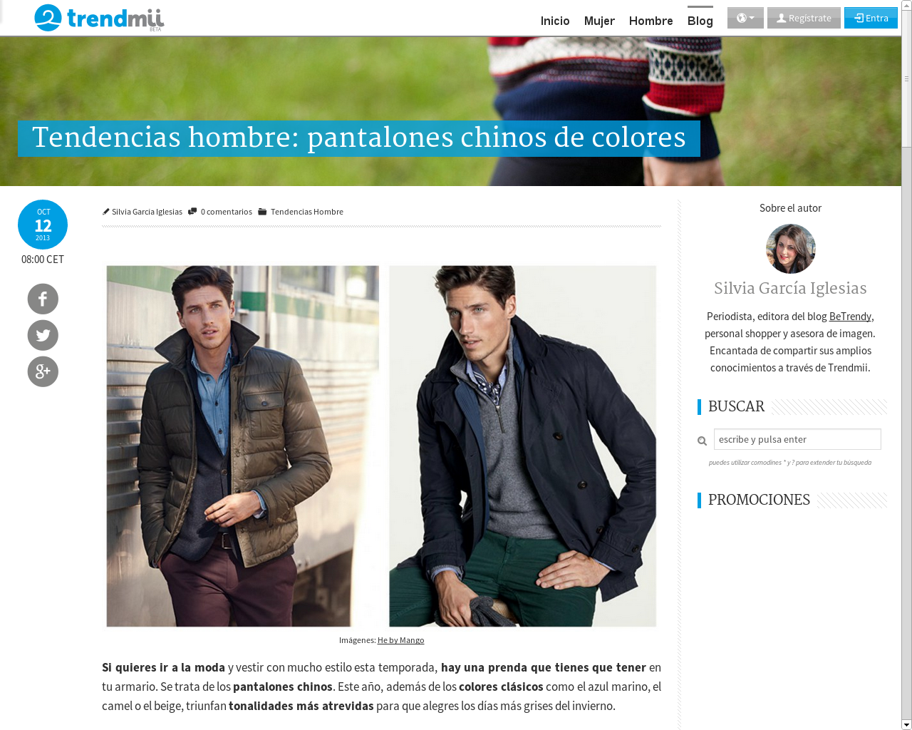 Sección del blog de tendencias de moda de hombre