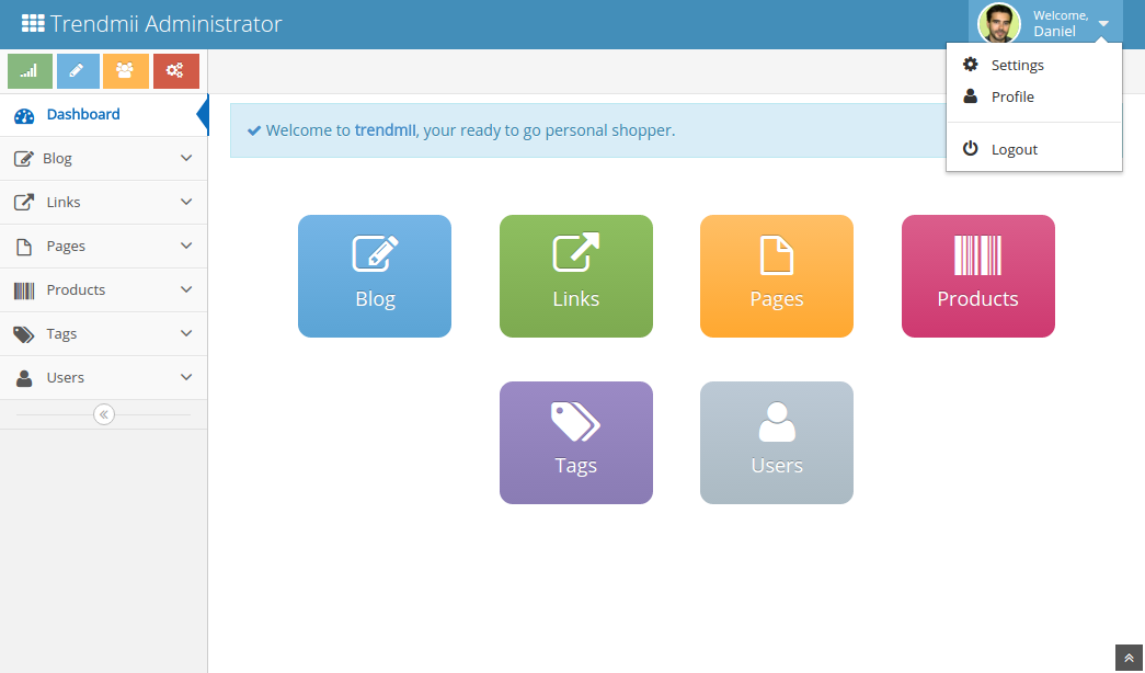 Dashboard de Ace Admin con métricas clave y analíticas