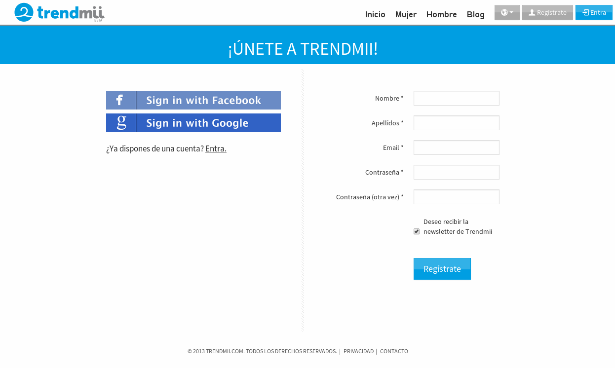 Registro mediante redes sociales