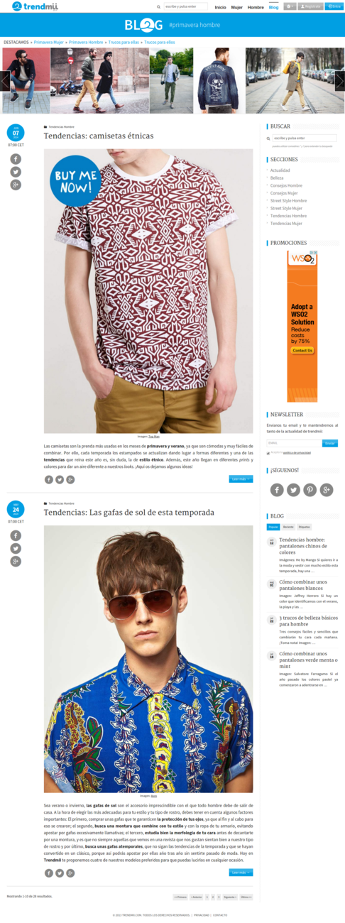 Sección del blog de moda de hombre