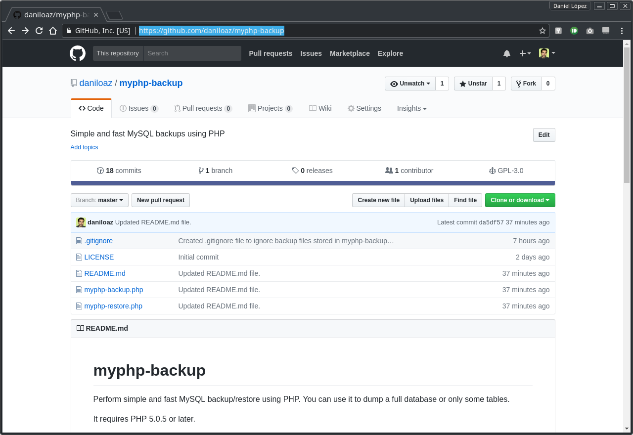 daniloaz-myphp-backup: Simple and fast MySQL backups using PHP